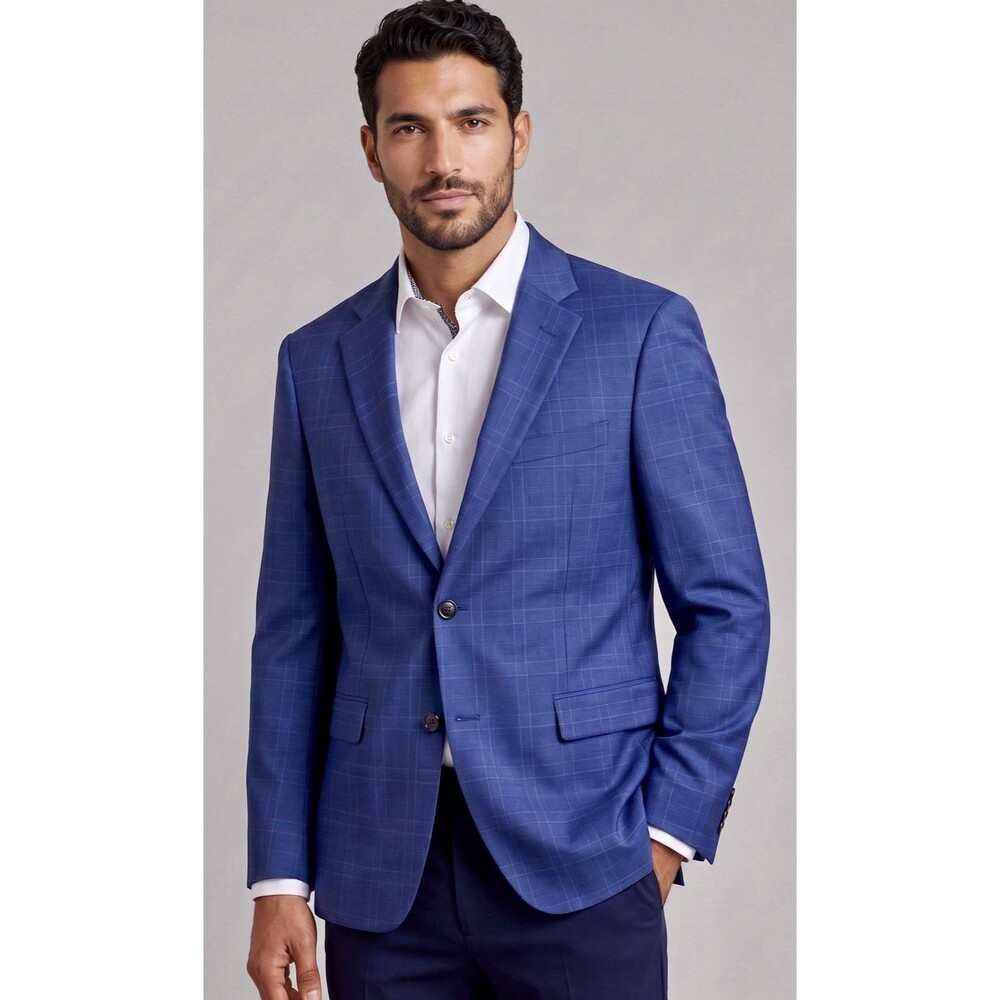Tommy Hilfiger Men's Blue Plaid Blazer Sport Coat 38R - WORN ONCE! Retail $295+